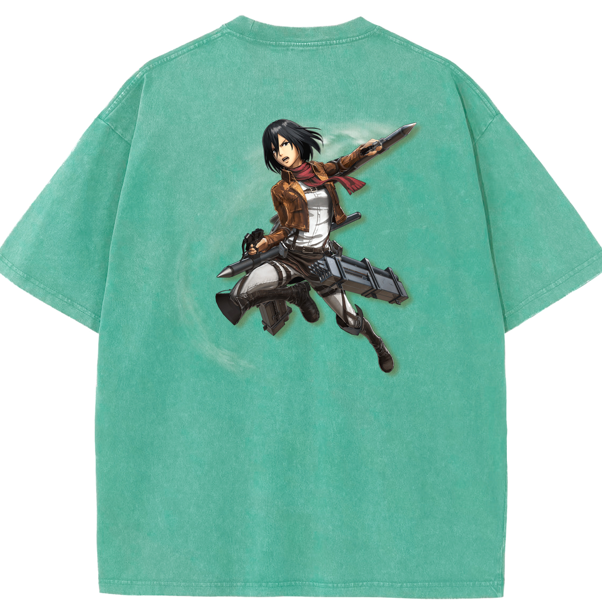 （画像用） 進撃の巨人 ミカサ·アッカーマン Attack on Titan Mikasa Ackerman 綿100% ヴィンテージ風 半袖Tシャツ（背面プリント）